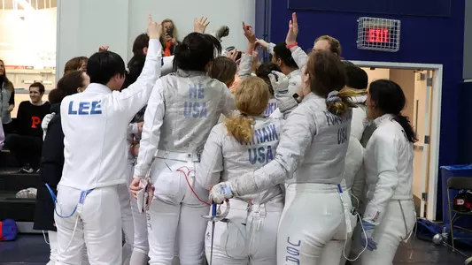 fencing huddle photo