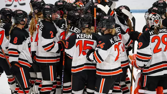 princeton women's hockey huddle photo