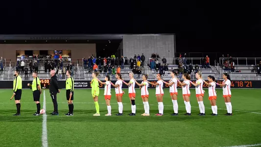 Princeton women's soccer players during the national anthem