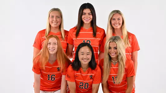 posed photo of women's soccer seniors