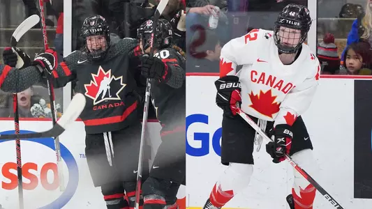 Sarah Fillier, Claire Thompson action photos with Canada