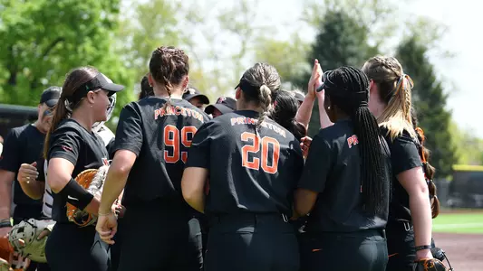 Princeton Softball huddle