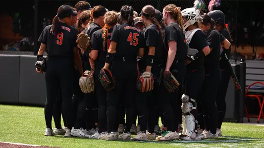 Princeton Softball huddle