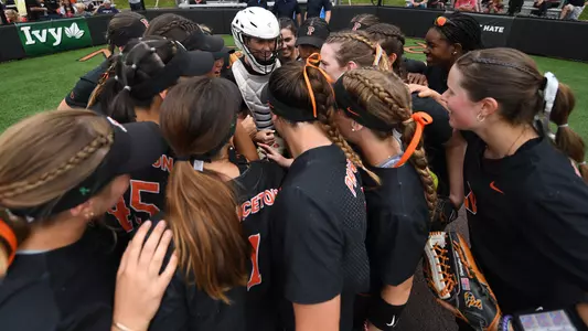 Princeton Softball huddle