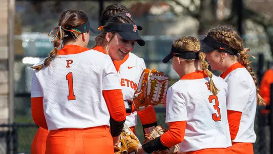 Princeton Softball huddle