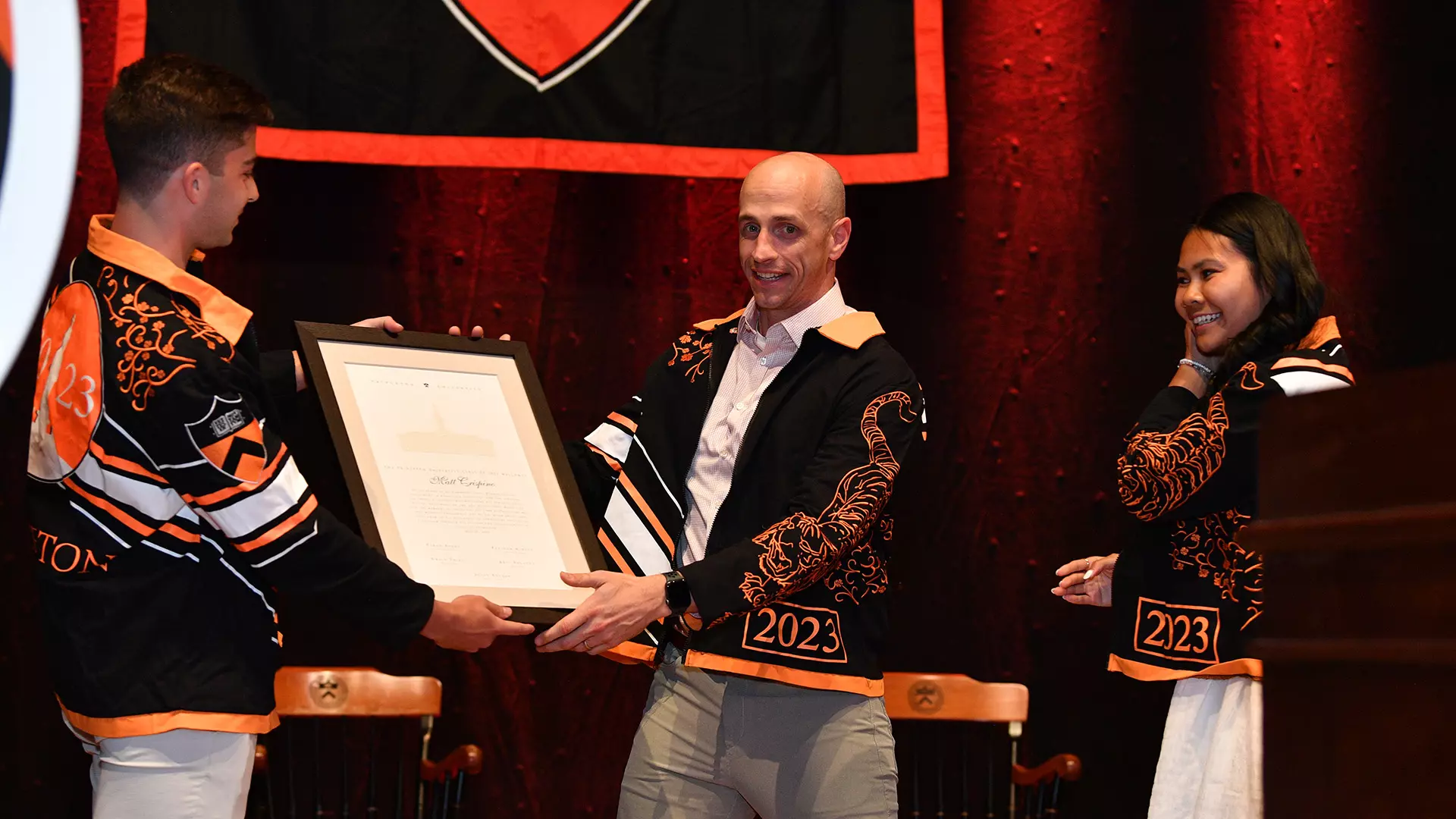 Matt Crispino with presented with honorary membership in class of 2023