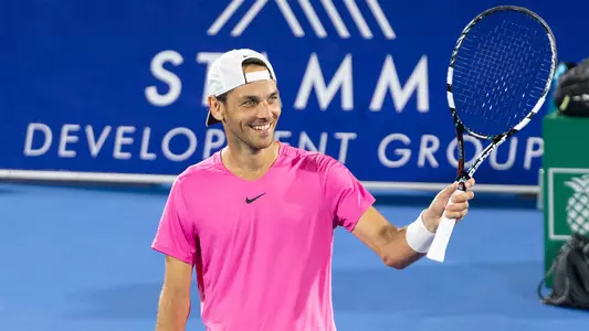 February, 14 - Delray Beach: Qualifier Matija Pecotic(CRO) defeats Jack Sock(USA)during the first round of the 2023 Delray Beach Open held at the Delray Beach Tennis Center.
