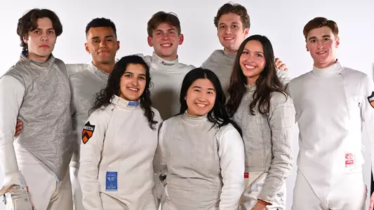posed group photo of Princeton fencers