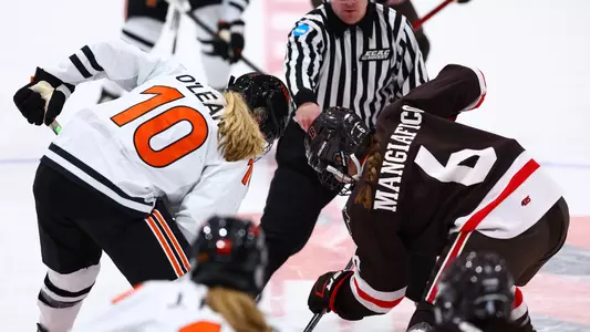 women's hockey face-off photo vs. brown