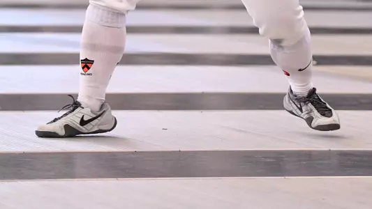 Princeton fencing shoes and socks on strip