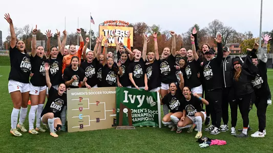 women's soccer ivy tournament championship celebration photo