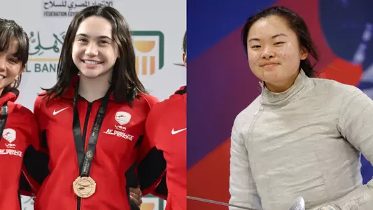 posed photo of Maia weintraub with medal and smiling competition photo of Alexandra lee
