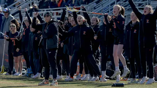Women's Lacrosse Bench Celebration at Virginia