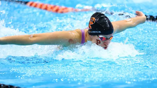 Princeton Women’s Swimming and Diving hosts Yale and Harvard on February 3, 2024. Prior to the meet, Princeton honored the Class of 2024 for all three teams.