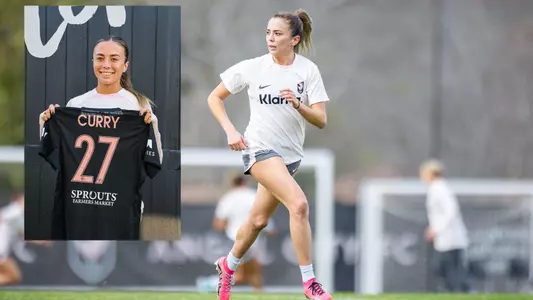 Madison Curry photo holding jersey and practice action