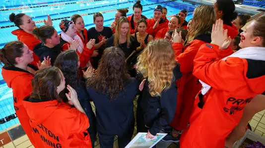 Princeton Women’s Swimming and Diving hosts Yale and Harvard on February 3, 2024. Prior to the meet, Princeton honored the Class of 2024 for all three teams.