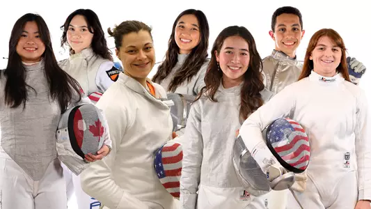 posed photos of Princeton 2024 fencing olympians
