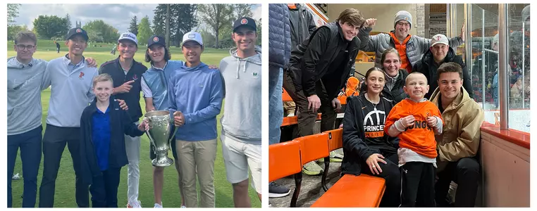 men's golf and men's lacrosse teams with team impact teammates