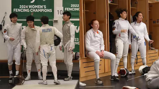 fencers watch a meet