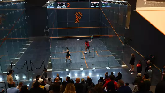 wide angle women's squash action vs stanford 11-23-25