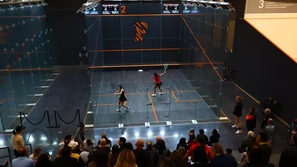 wide angle women's squash action vs stanford 11-23-25