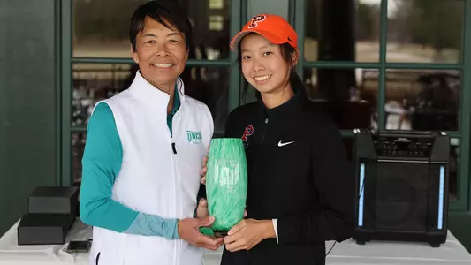 Olivia Duan celebrates winning the River Landing Classic