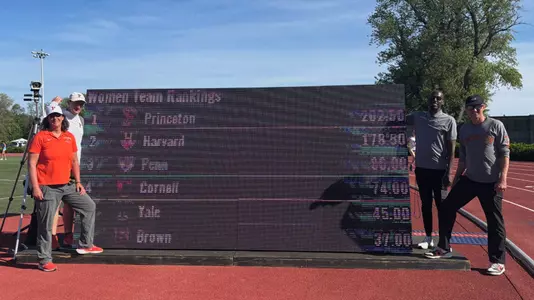 Eisenreich, Hunt, Jones and Meng with Outdoor Heps Scoreboard 2025