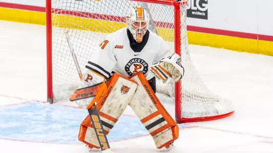 Uma Corniea in net versus Quinnipiac in ECAC Semi Finals