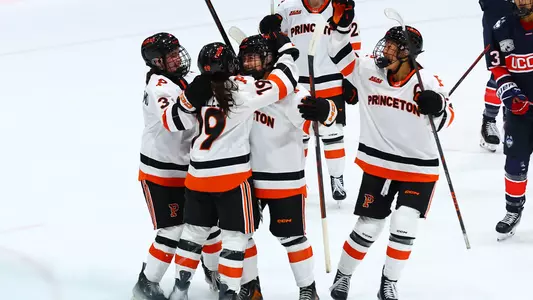 Women's Hockey Celebrates Goal Against UConn