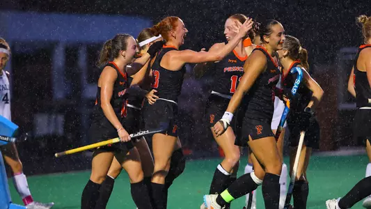 Saylor Milone celebrates game-winning goal against Yale