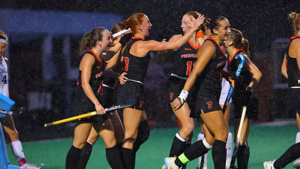 Saylor Milone celebrates game-winning goal against Yale