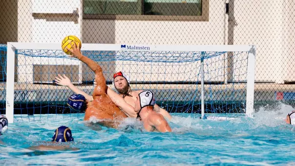 Kristóf Kovács makes a save against Cal Baptist