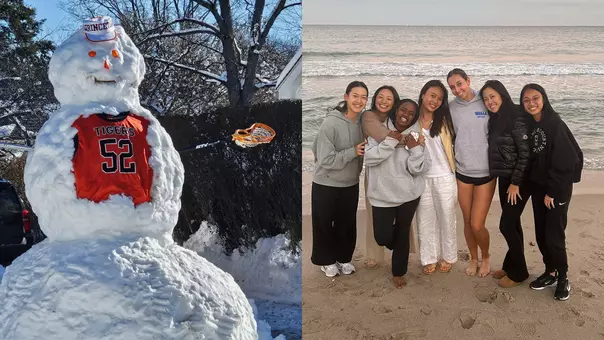 Snowman/women's tennis on the beach