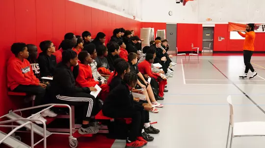 Miles Smith Jr. speak to students