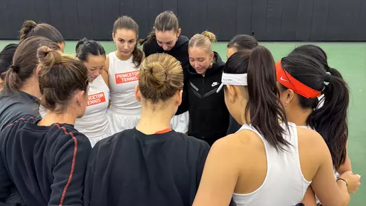 Princeton women's tennis huddle