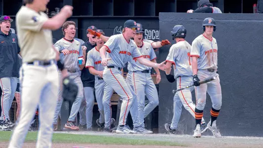 Princeton Baseball Celebrating at Wofford