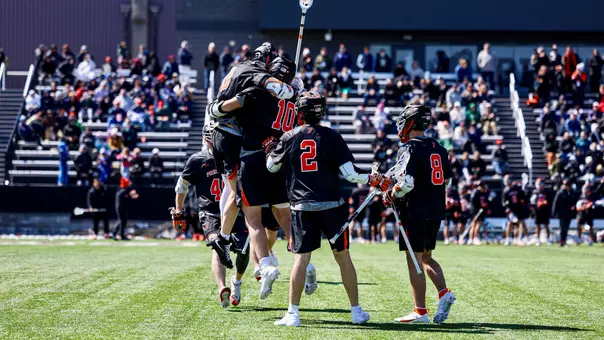 Princeton men's lacrosse celebration shot