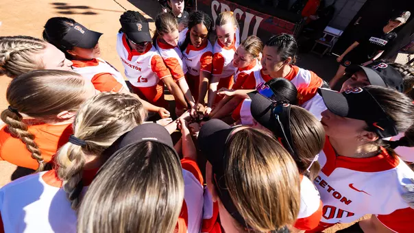 princeton softball huddle