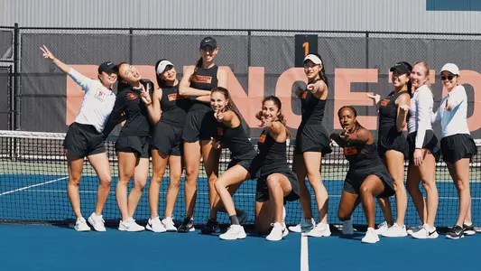 Women's tennis posing