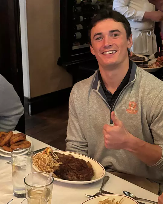 John Dunphey with a steak