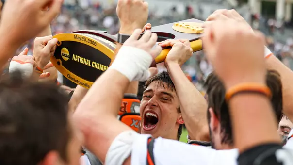 Wilder Burgin with the NCAA Championship Trophy