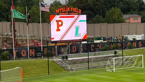 roberts stadium women's soccer vs loyola videoboard