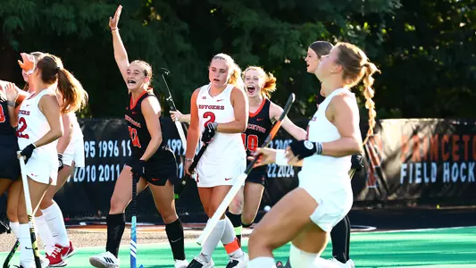 Molly Nye celebrates goal against Rutgers