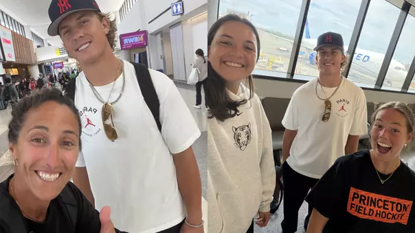 Jaxson Dart with Dina Rizzo, Olivia Caponiti, Izzy Morgan