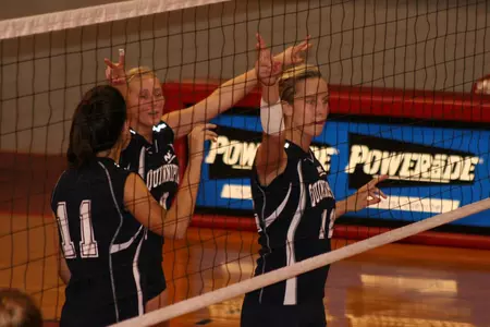 Volleyball Falls To Stony Brook, 3-0, And Columbia, 3-1 Image