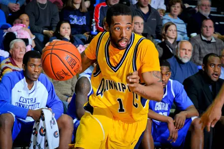 Twyman's 23 Points Lead Men's Basketball Past Central Connecticut, 73-68 Image