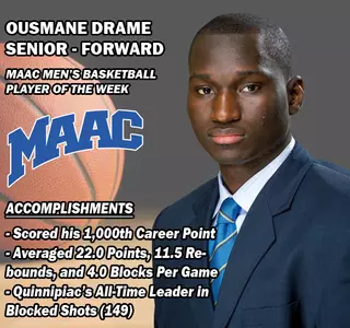 Ousmane Drame Tabbed MAAC Men's Basketball Player of the Week Image