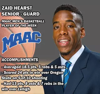 Zaid Hearst Tabbed MAAC and College Sports Madness Player of the Week Image