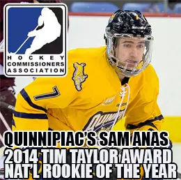 Quinnipiac Men's Ice Hockey's Sam Anas Wins Tim Taylor Award As 2013-14 NCAA Division I National Rookie of the Year Image