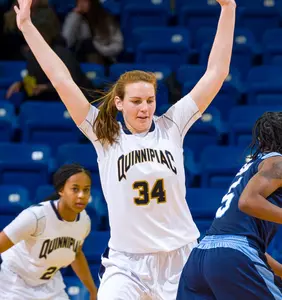 QU Women's Basketball Holds Off Manhattan, 82-71, Behind Val Driscoll's Career-High 28 Points Image